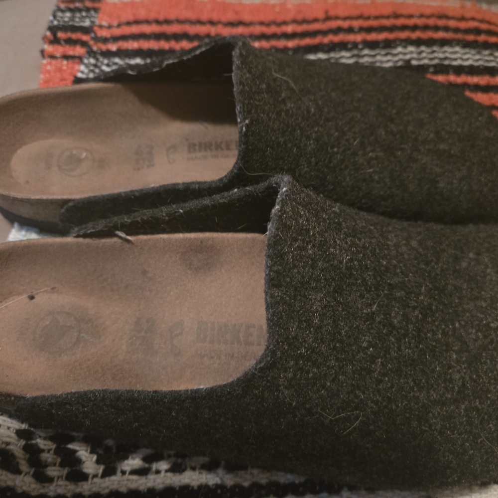 Birkenstock Dark Gray Felt Clogs